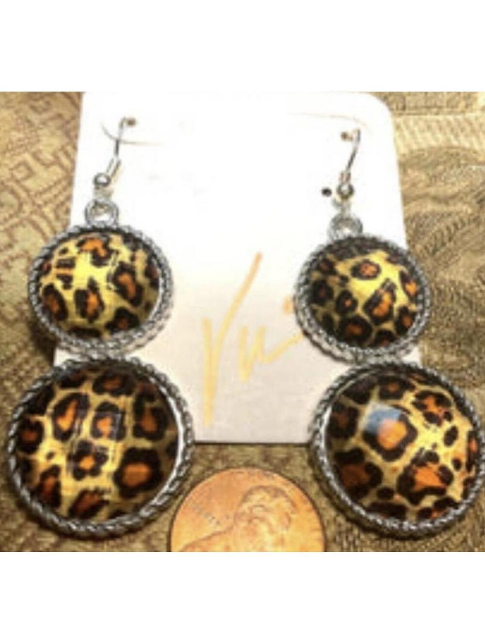 V Leopard Earrings